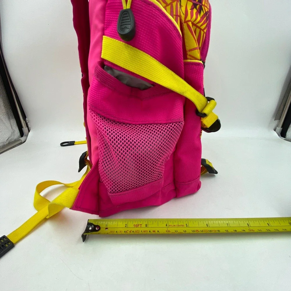 High Sierra Backpack Pink Yellow Tropical Palm Leaf Print Multi-Pocket 18in